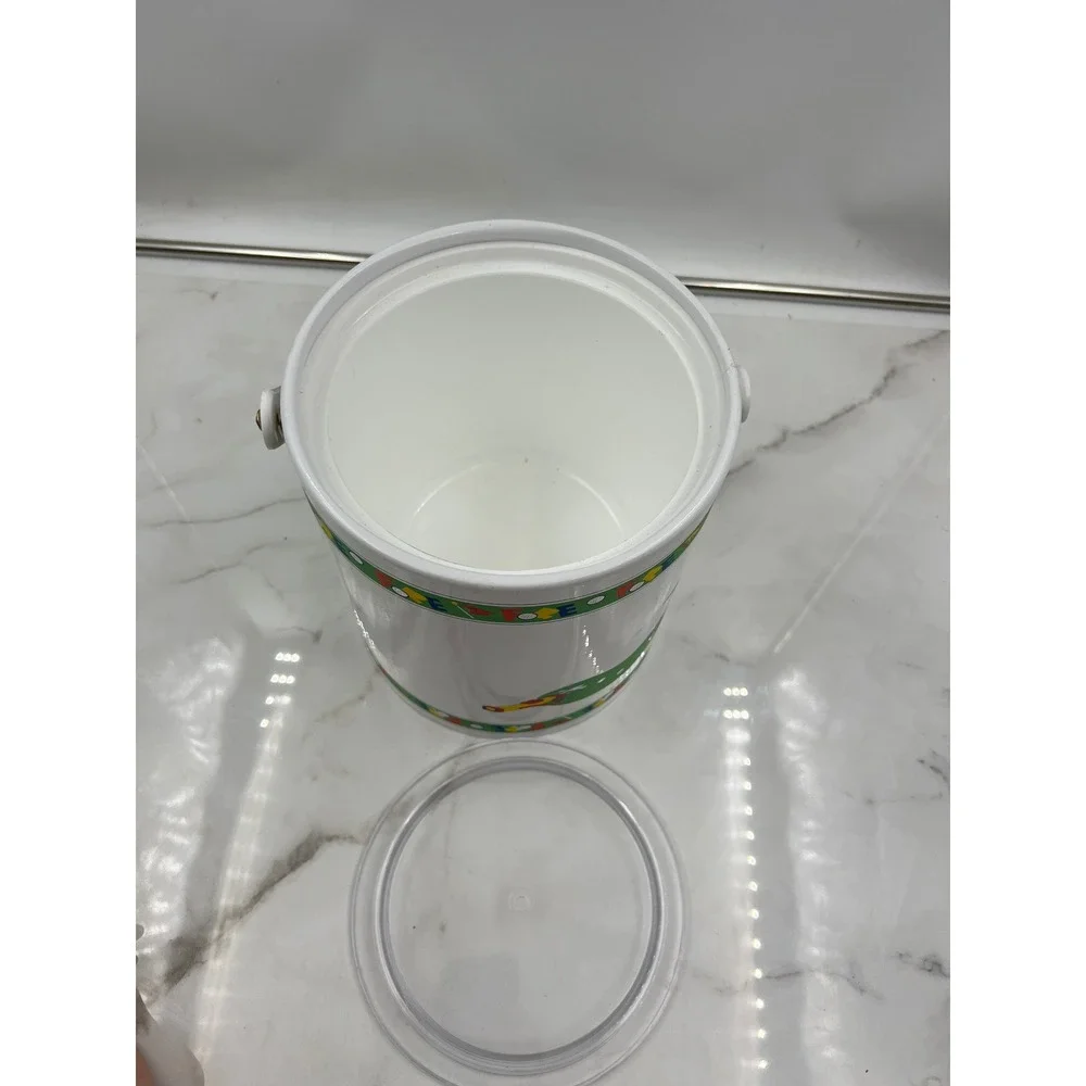Vintage Georges Briard Golf Ice Bucket Fore Theme White Insulated Barware Lid